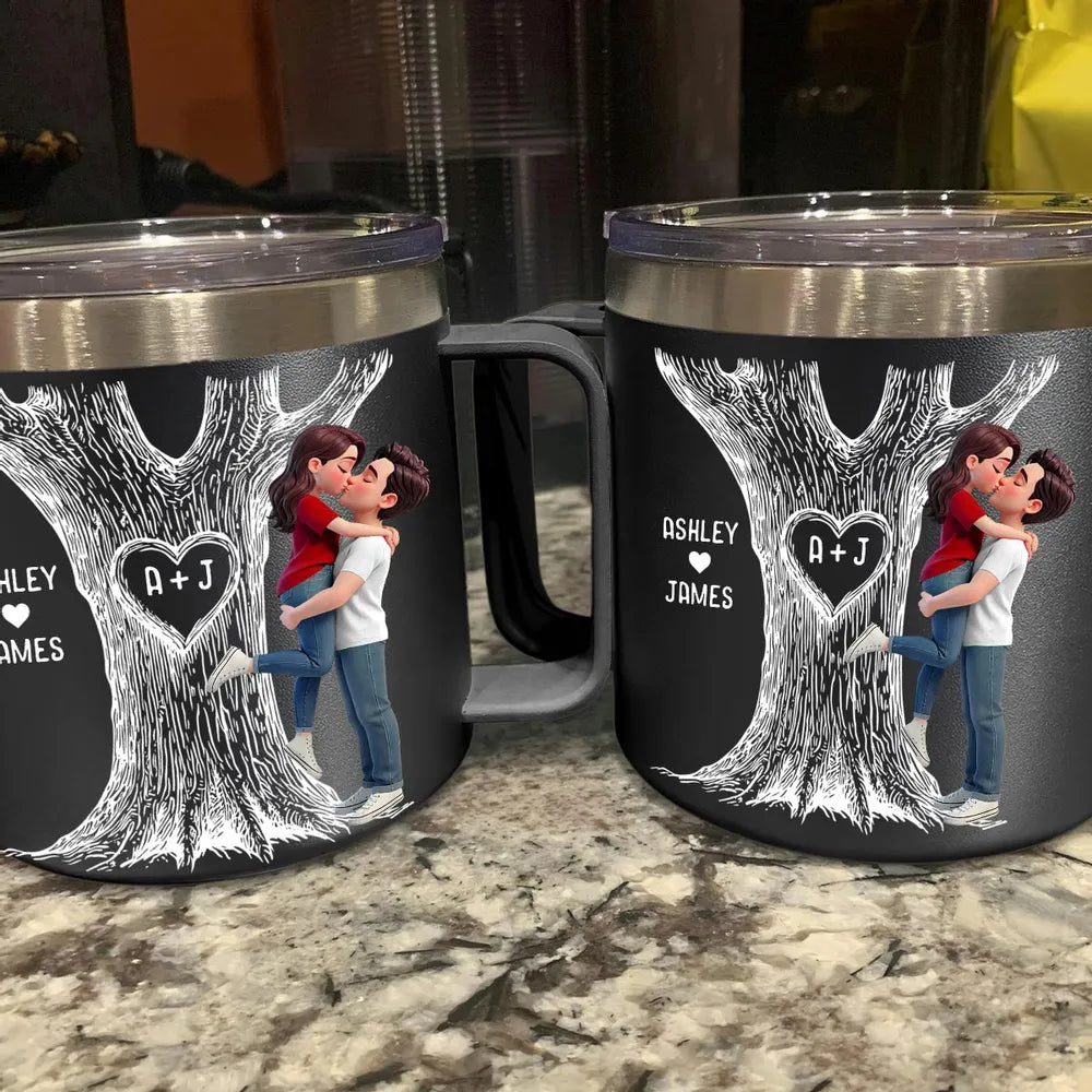 Personalized Couples Mug with Carved Tree Design - Romantic Gift for Anniversaries Cup MagicInPrints