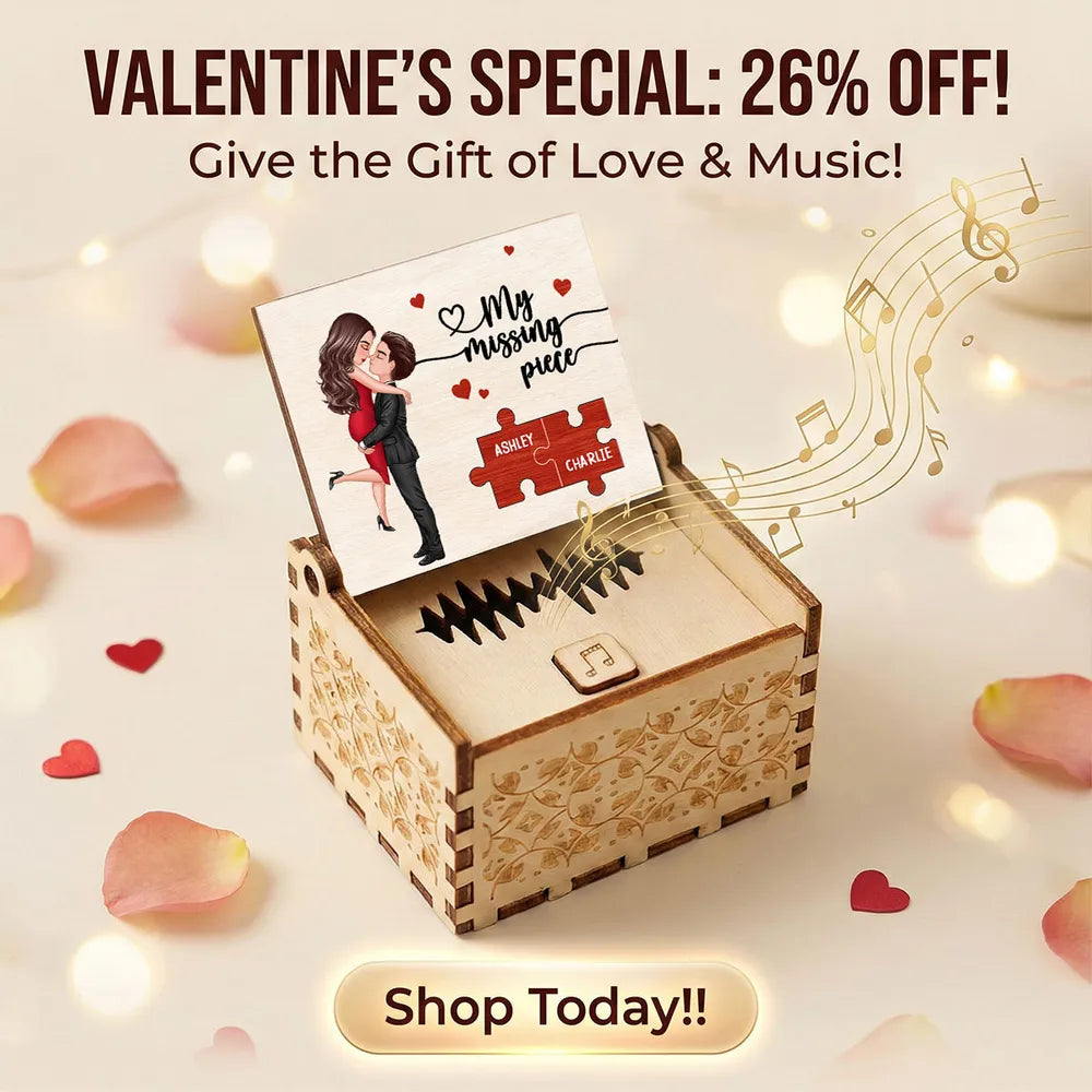 Personalized Wooden Music Box for Couples with Cartoon Design - Romantic Gift for Anniversaries Plaque MagicInPrints