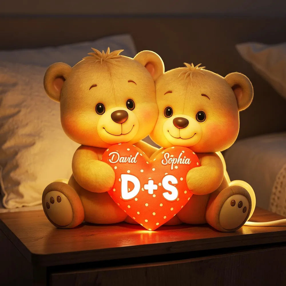 Personalized Teddy Bear Car Hanging Ornament for Couples - Romantic Gift Car Hanger MagicInPrints