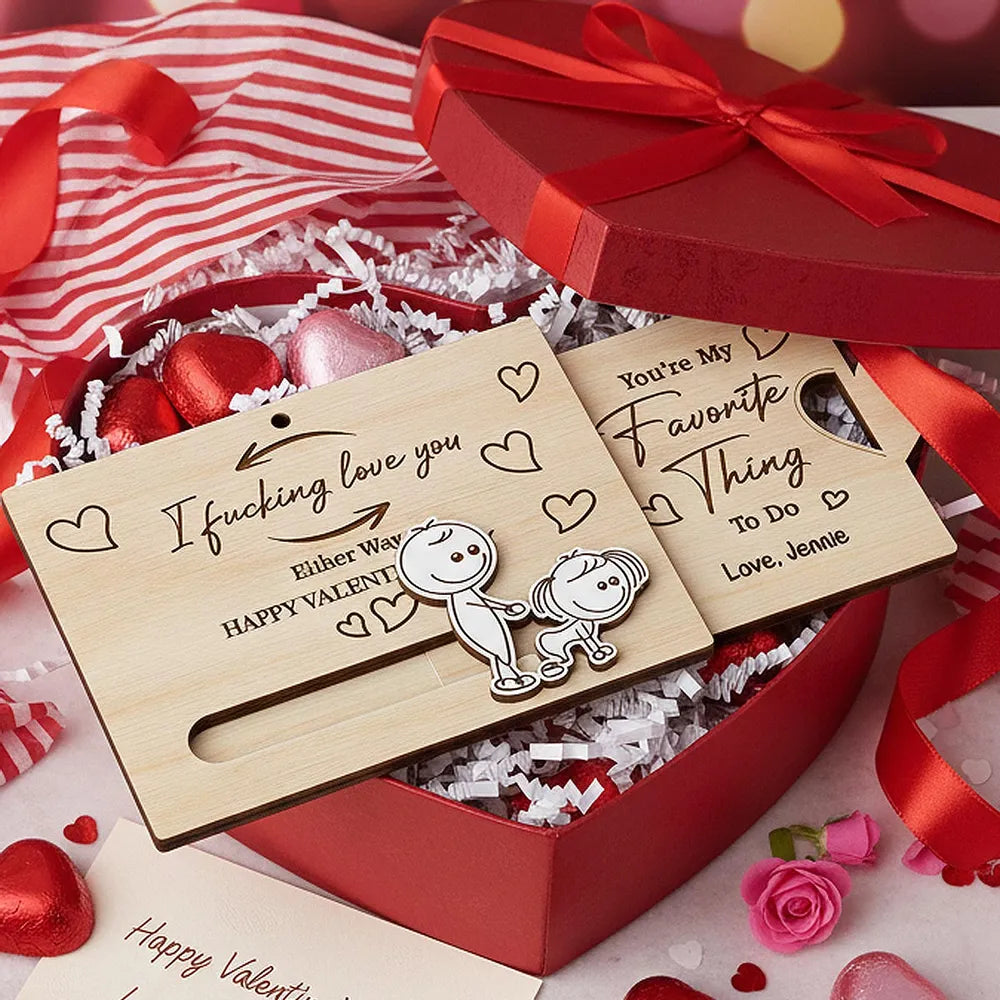 Personalized Wooden Valentine's Day Card for Couples - Romantic Gift Ornament MagicInPrints
