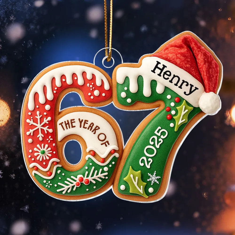 Personalized Christmas Ornament for Adults - Custom Year '67 with Santa Hat Ornament MagicInPrints