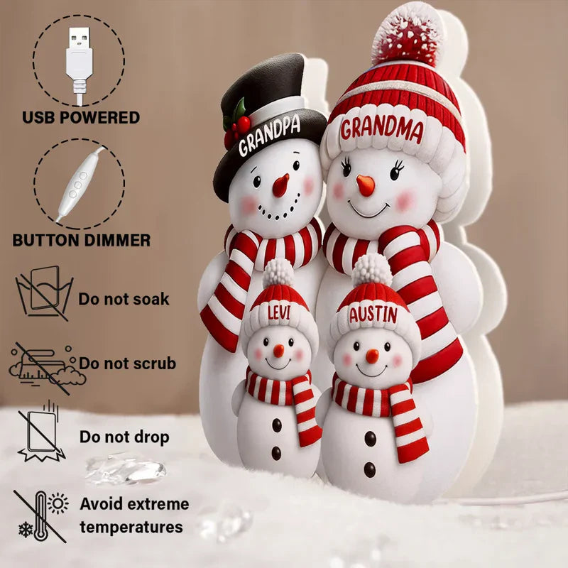 Personalized Snowman Family Light - Custom Christmas Decoration for Family Plaque MagicInPrints