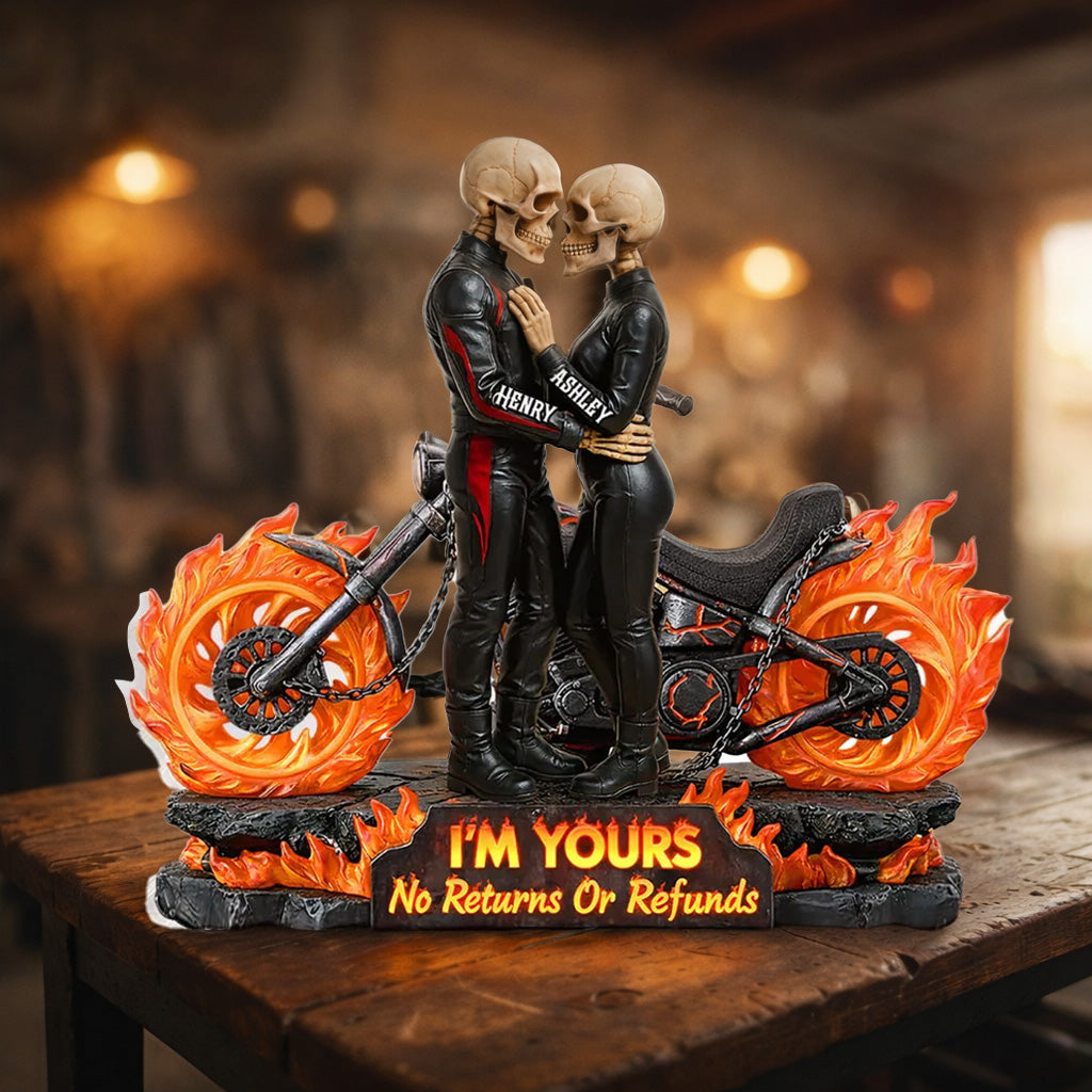 Personalized Skeleton Couple Figurine for Bikers - Romantic Gift Plaque MagicInPrints