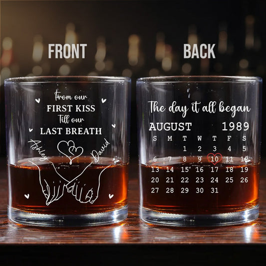 Personalized Anniversary Whiskey Glasses for Couples - Romantic Gift Cup MagicInPrints