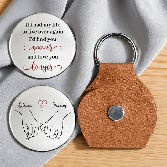 Personalized Leather Keychain for Couples with Engraved Message - Anniversary Gift Keychain MagicInPrints