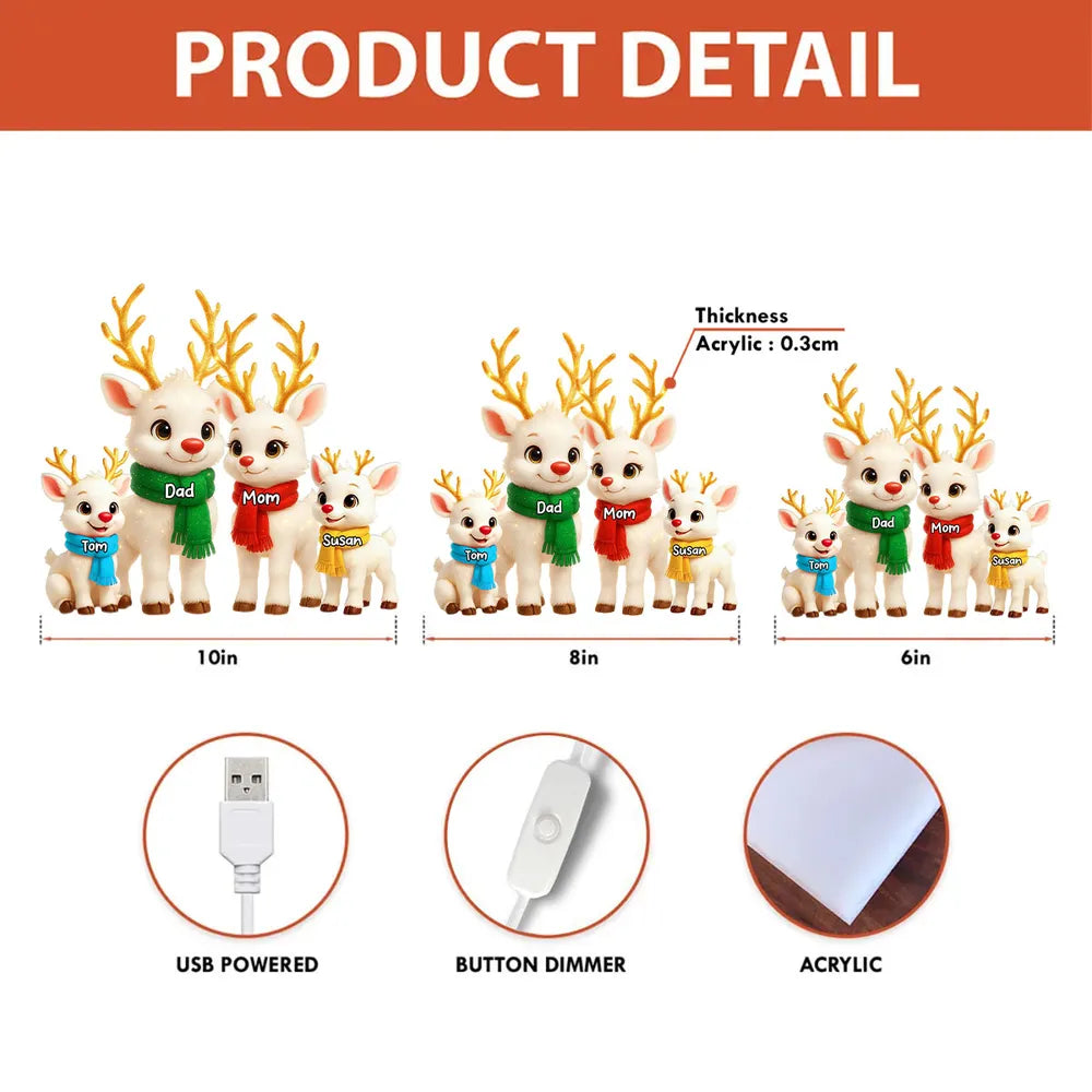 Personalized Reindeer Family Figurines for Christmas - Custom Names Plaque MagicInPrints