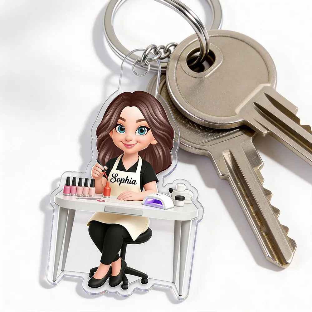 Custom Nail Technician Keychain for Nail Artists - Personalized Gift Keychain MagicInPrints