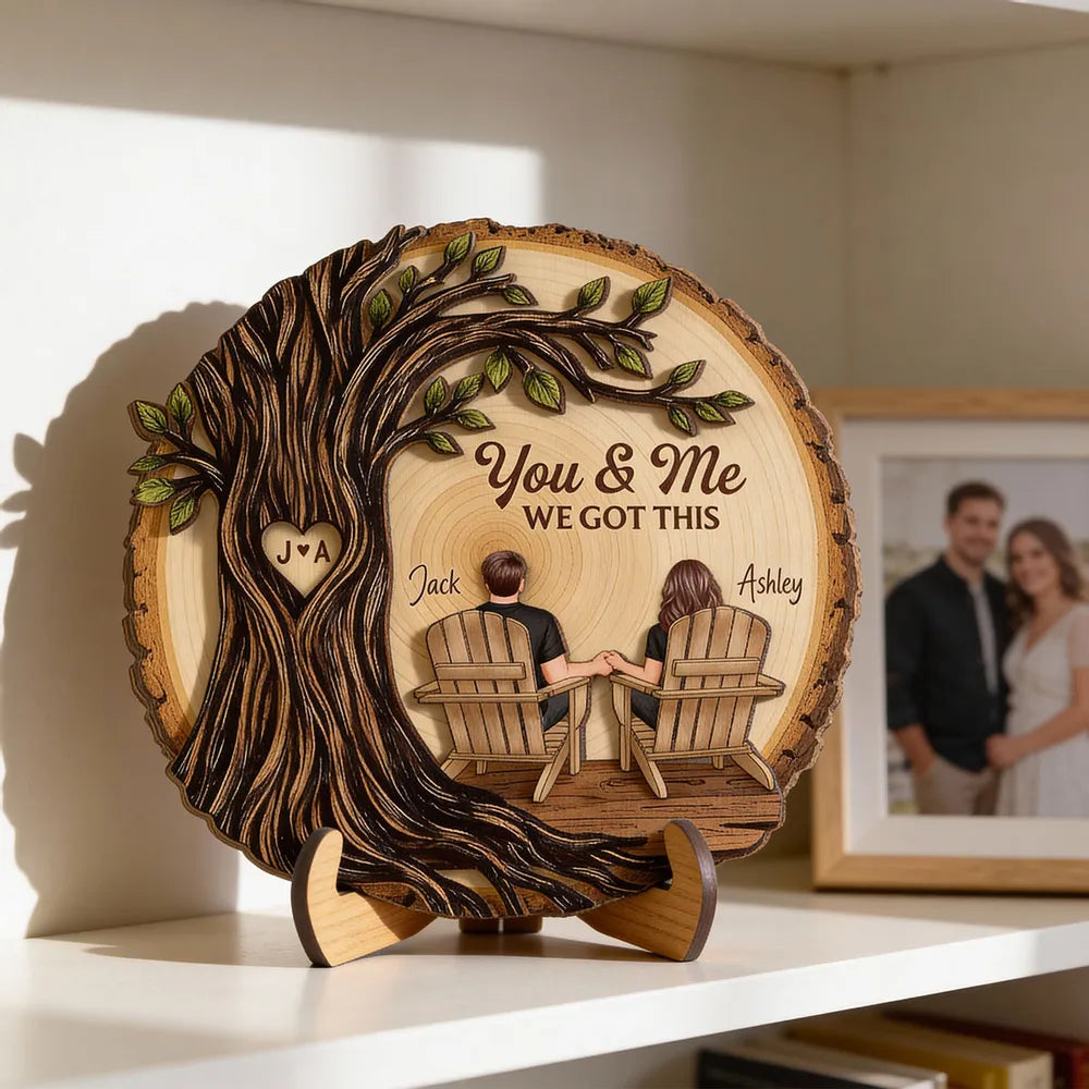 Personalized Wooden Plaque for Couples - You & Me Tree Design Plaque MagicInPrints