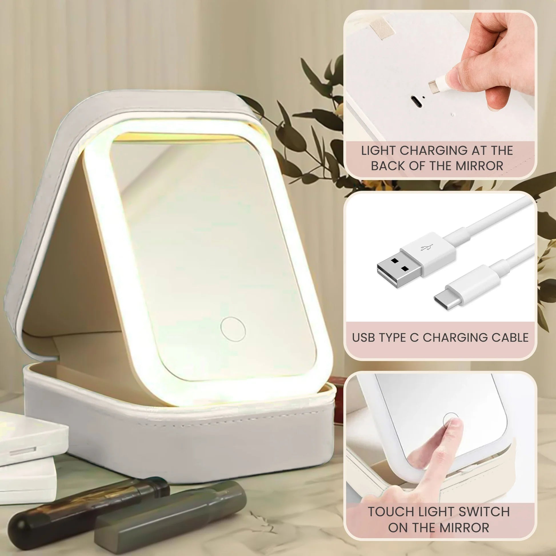 Personalized LED Makeup Mirror with Floral Design for Women - Perfect for Gifting Beauty Tools MagicInPrints