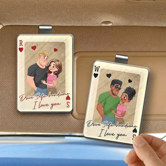 Personalized Car Visor Clip for Couples - Drive Safe, I Love You Gift Car Hanger MagicInPrints