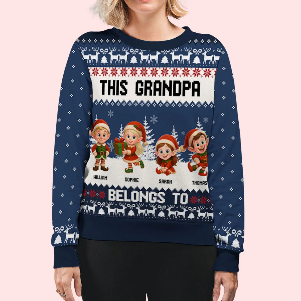Personalized Christmas Sweater for Nana with Elf Design - Holiday Gift Cloth MagicInPrints