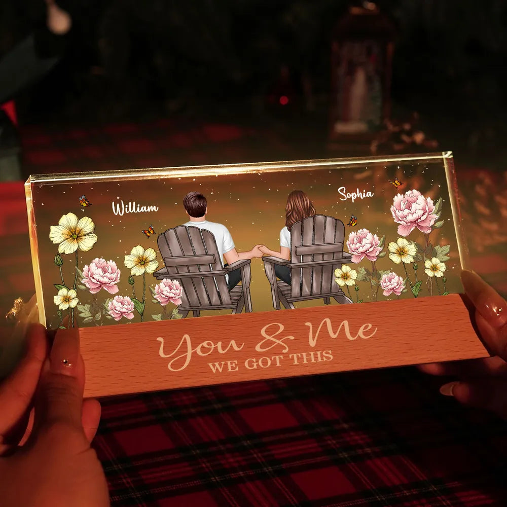 Personalized Romantic LED Lamp for Couples with Floral Design - Anniversary Gift Plaque MagicInPrints