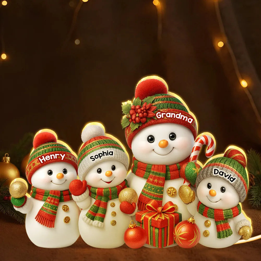 Personalized Snowman Family Figurines for Christmas Decor - Holiday Gift Plaque MagicInPrints