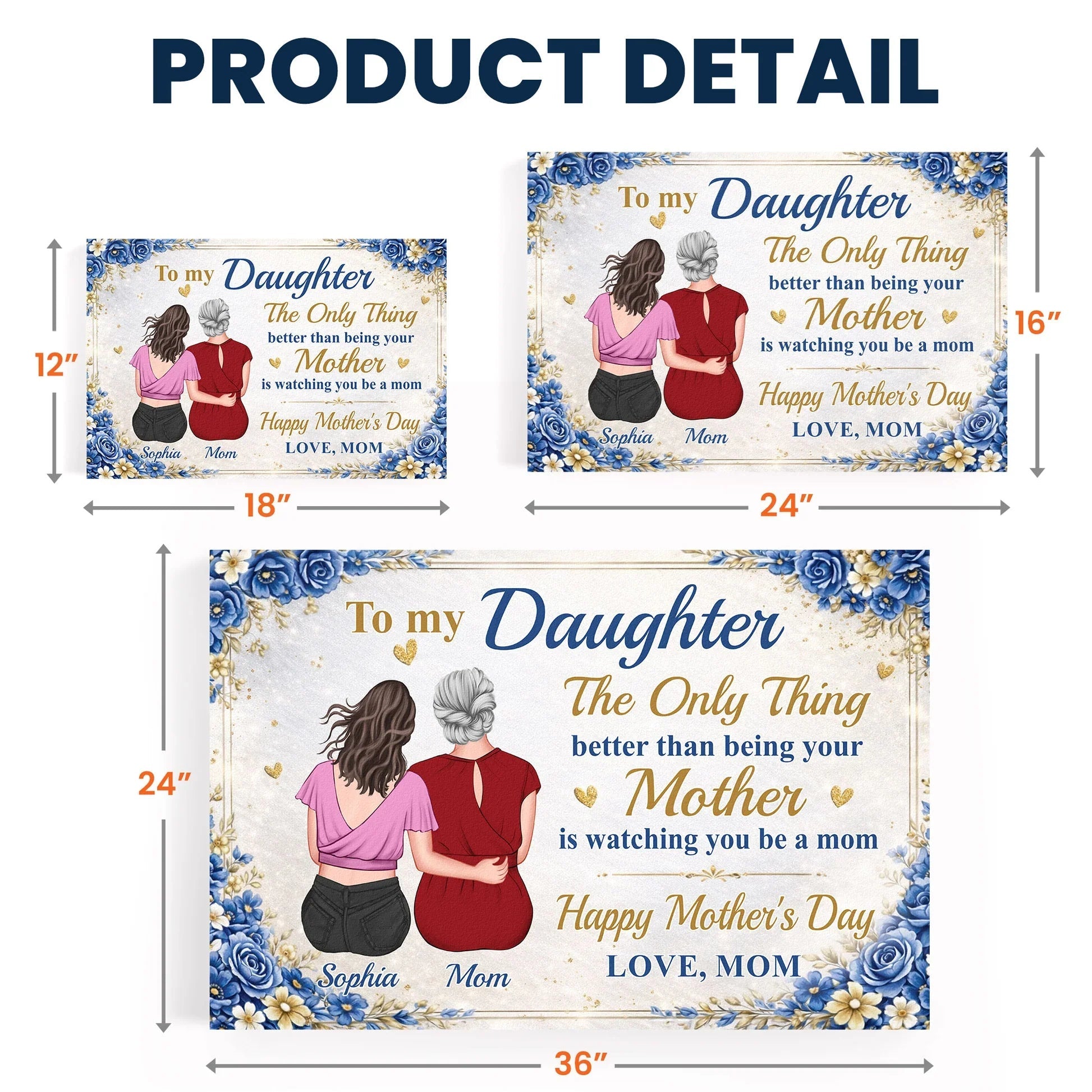 Personalized Mother's Day Canvas for Daughter - Sentimental Gift with Custom Names Poster or Canvas MagicInPrints