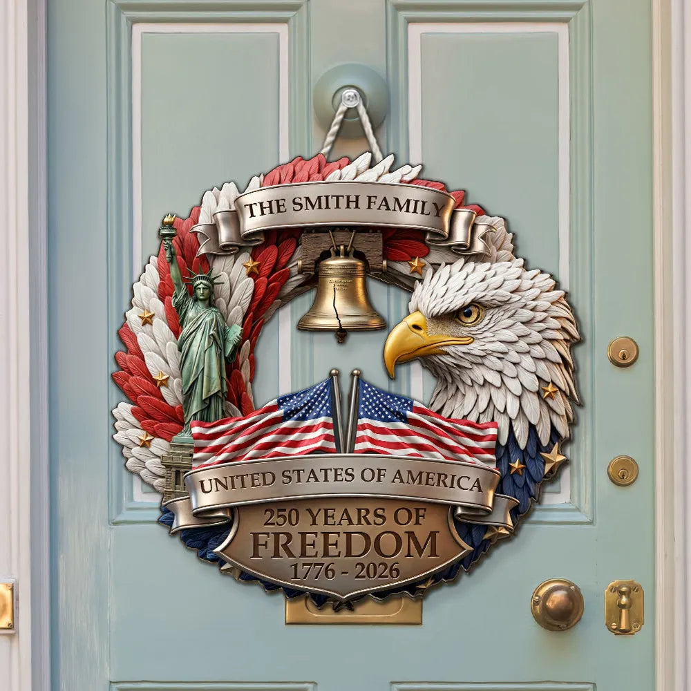 Custom Patriotic Door Sign for Families - 250th Anniversary Celebration Sign MagicInPrints