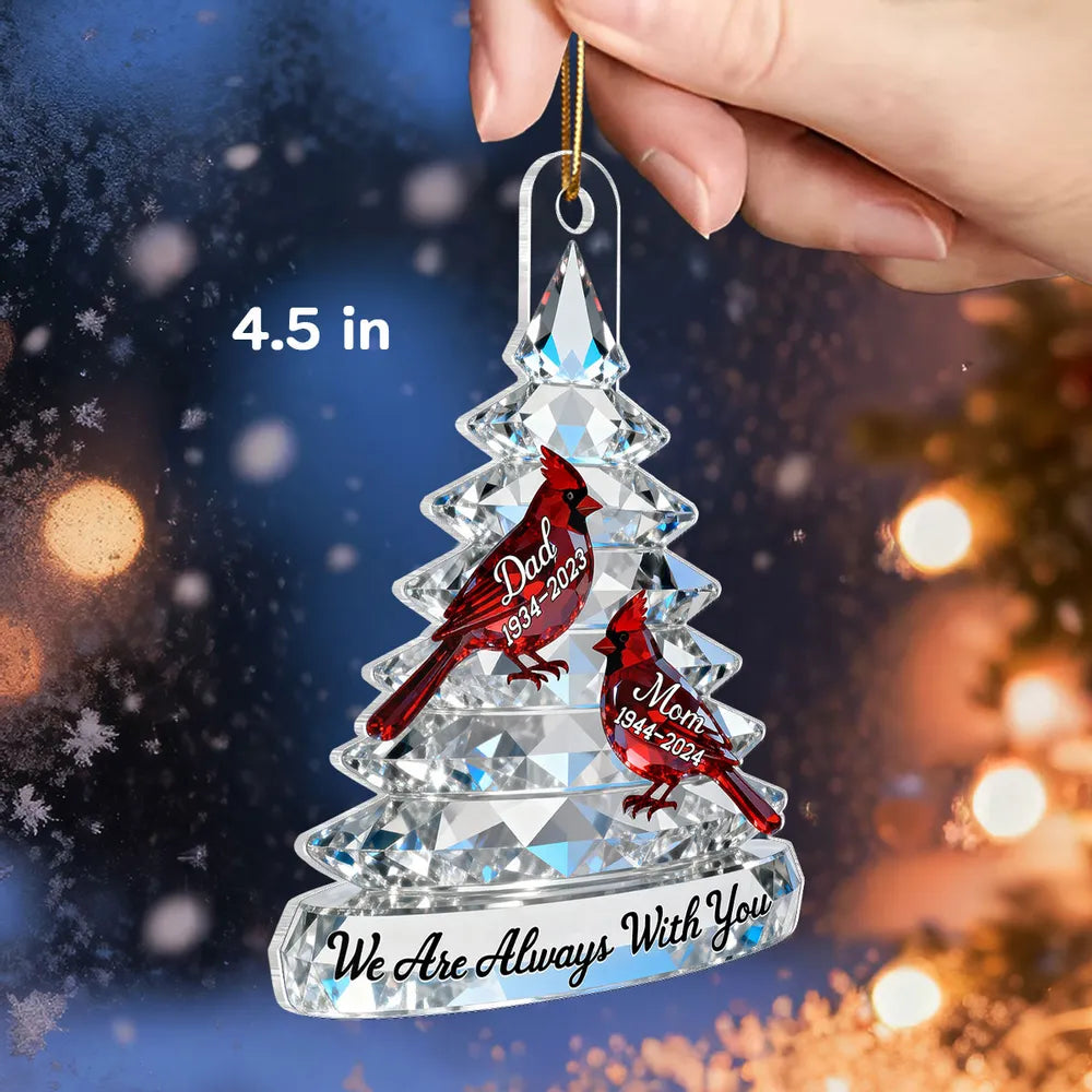 Personalized Memorial Christmas Ornament for Family - Crystal Tree with Cardinals Ornament MagicInPrints