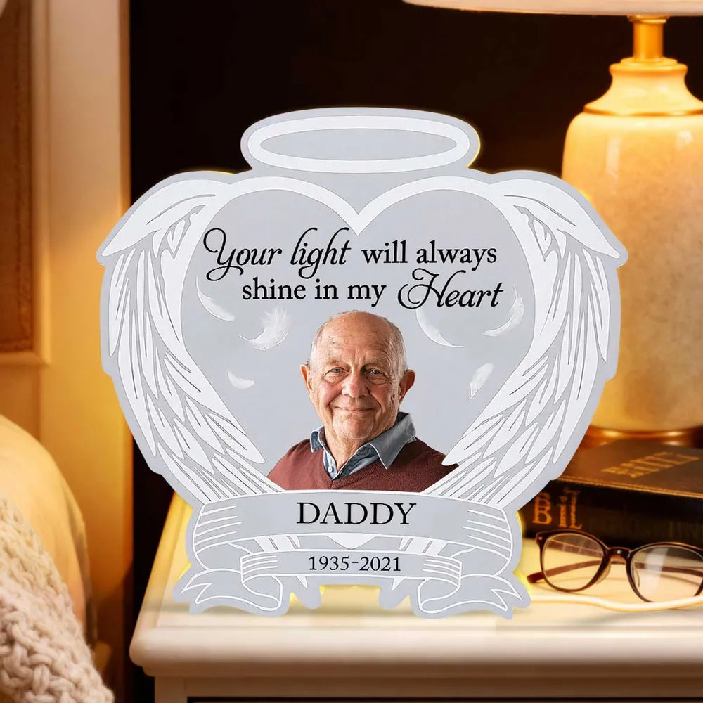 Personalized Memorial LED Light for Dad - Sentimental Remembrance Gift Plaque MagicInPrints