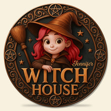 Load image into Gallery viewer, &quot;Enchant Your Space with a Touch of Magic&quot; - Witch House Wood Sign - Personalized Gift for Witch Lovers Wood Sign MagicInPrints
