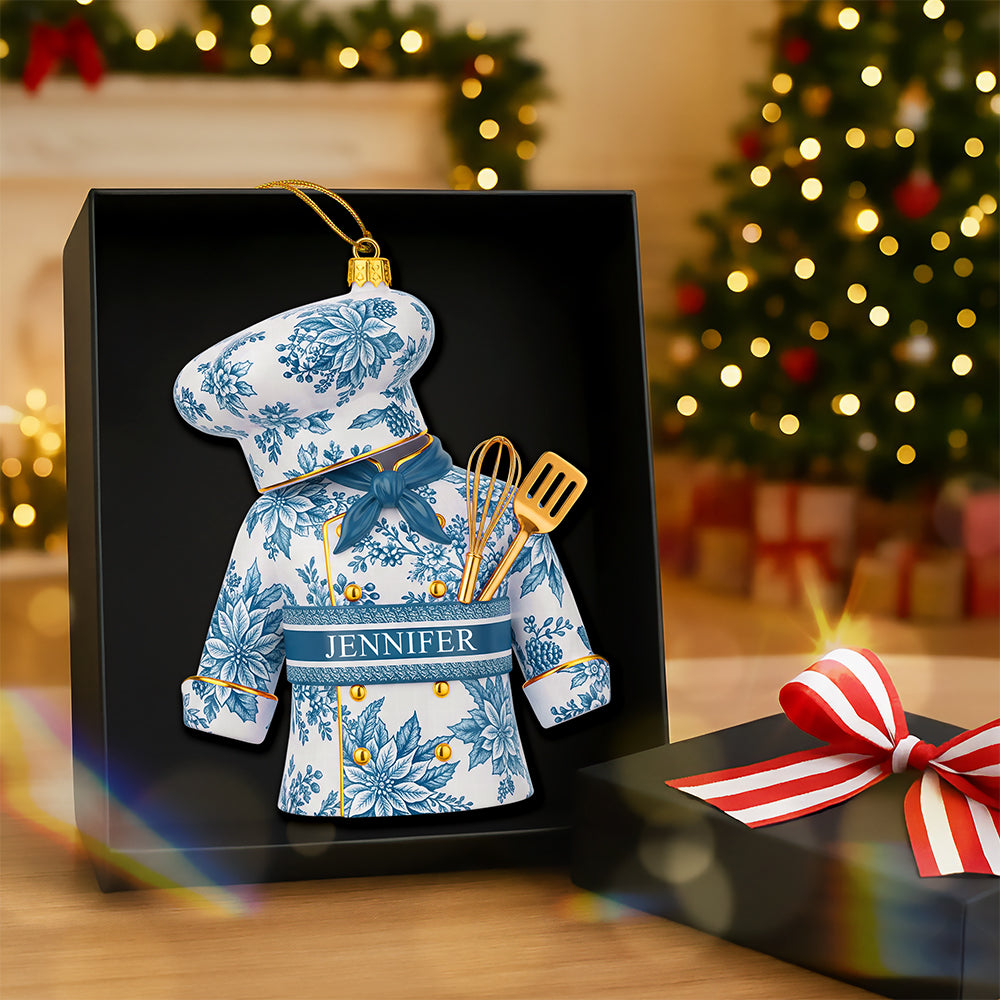 Elevate Your Holiday Spirit! Personalized Toile de Jouy Christmas Ornament - Custom Gift for Chefs, Food Lovers, and Home Cooks Ornament MagicInPrints