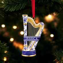 Load image into Gallery viewer, &quot;Celebrate Music with Elegance!&quot; - Harp Toile de Jouy Ornament - Personalized Gift for Music Lovers Ornament MagicInPrints
