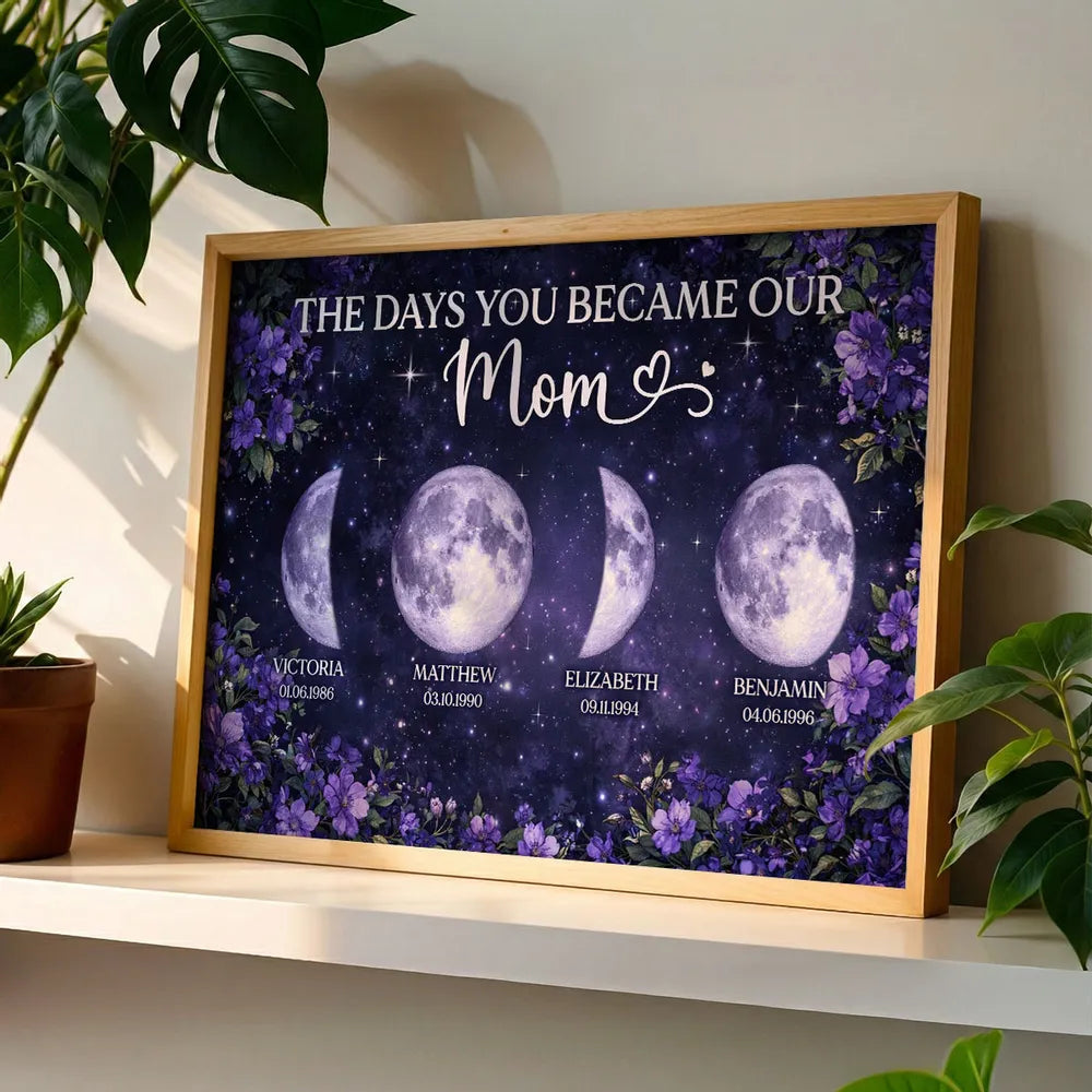 Personalized Moon Phase Family Print for Mom - Sentimental Gift Poster or Canvas MagicInPrints