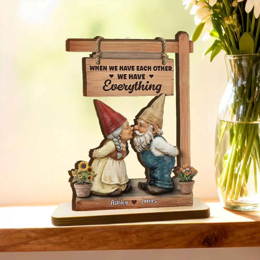 Personalized Gnome Couple Figurine for Couples - Romantic Home Decor Plaque MagicInPrints
