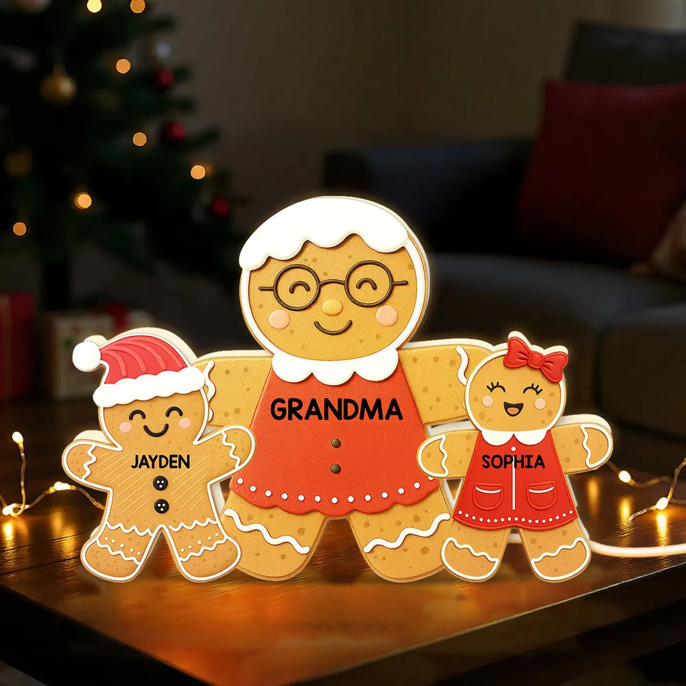 Personalized Gingerbread Family LED Light for Grandma - Christmas Decor Gift Plaque MagicInPrints