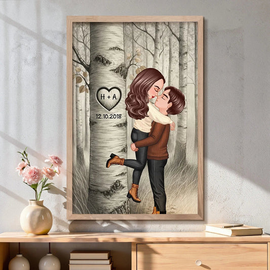 Personalized Couple Illustration Print for Lovers - Anniversary Gift Poster or Canvas MagicInPrints