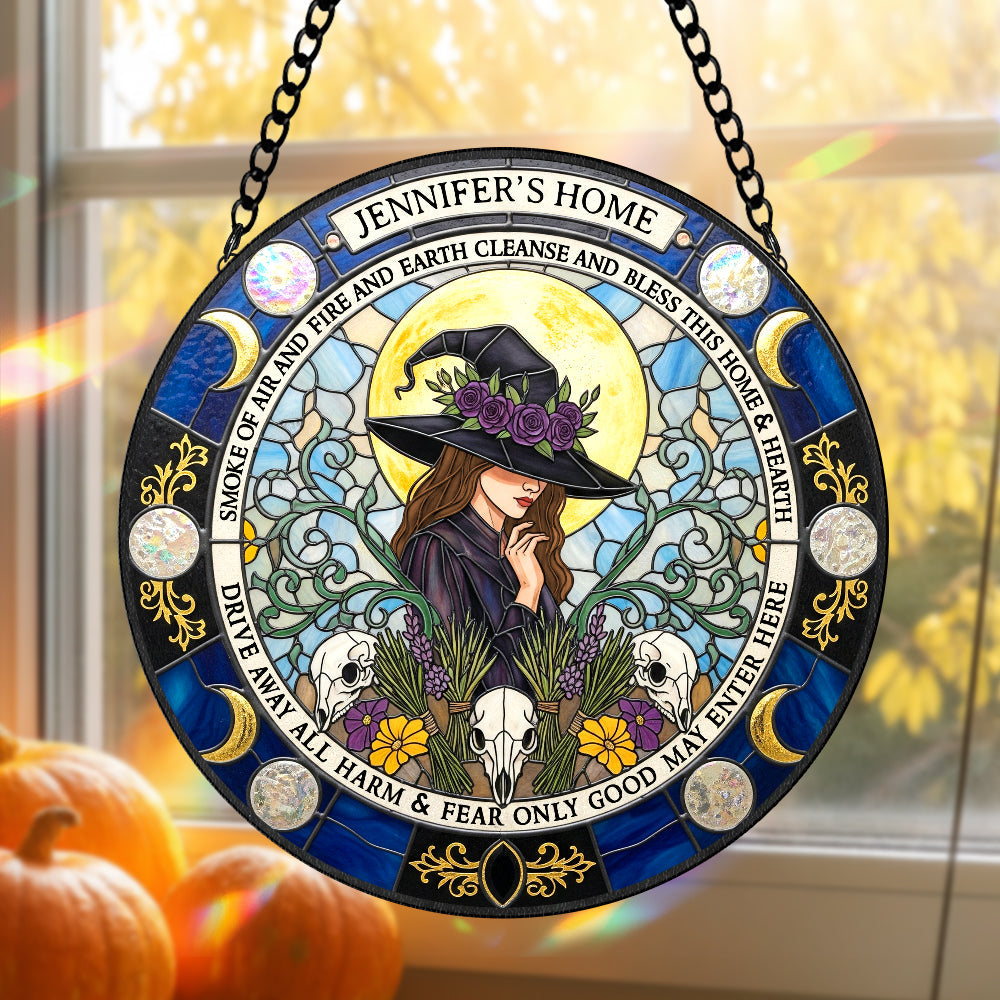 Blessings from the Witch House - Personalized Stained Glass Suncatcher for Witch Lovers Ornament MagicInPrints