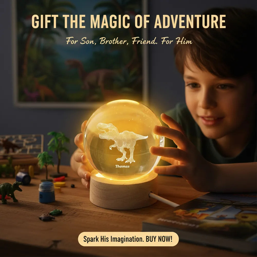 Personalized 3D Engraved Crystal Ball Lamp for Kids - Monster Truck Design Lamp MagicInPrints