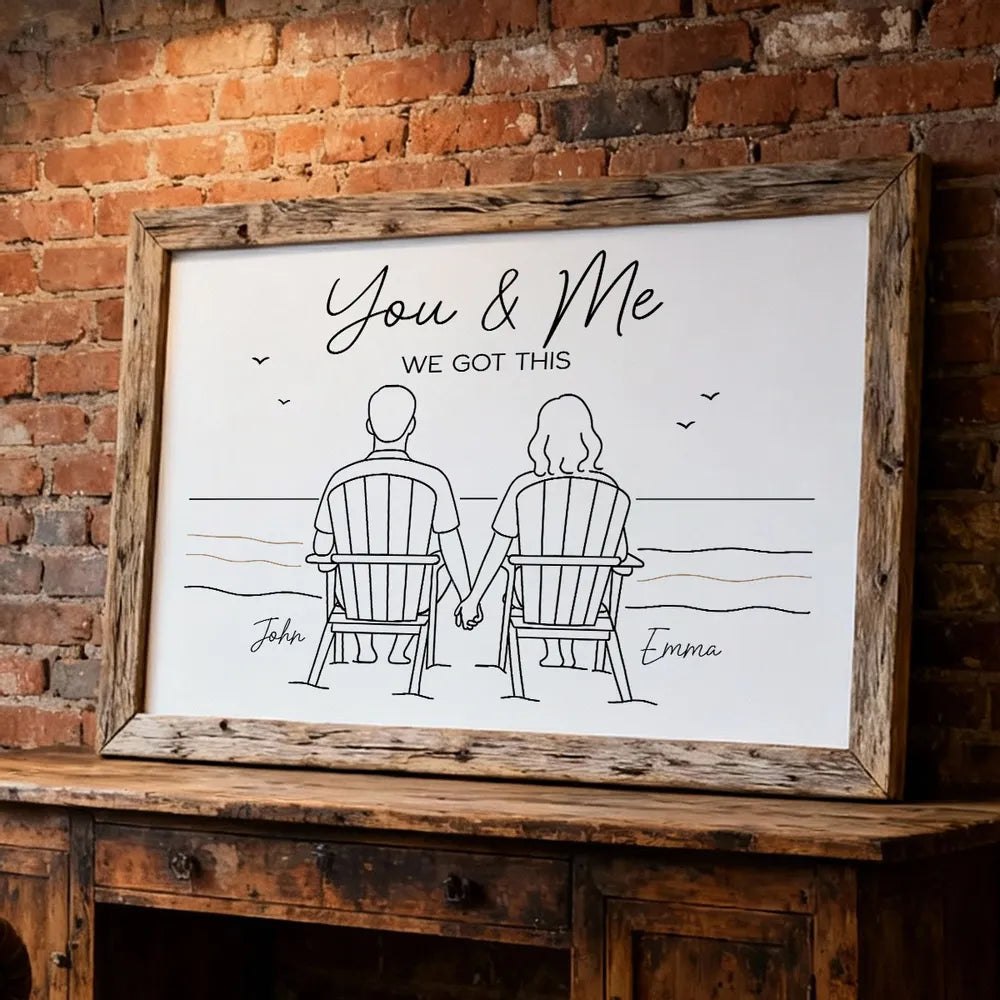 Personalized Couple Illustration Canvas Art - Romantic Gift for Couples Poster or Canvas MagicInPrints