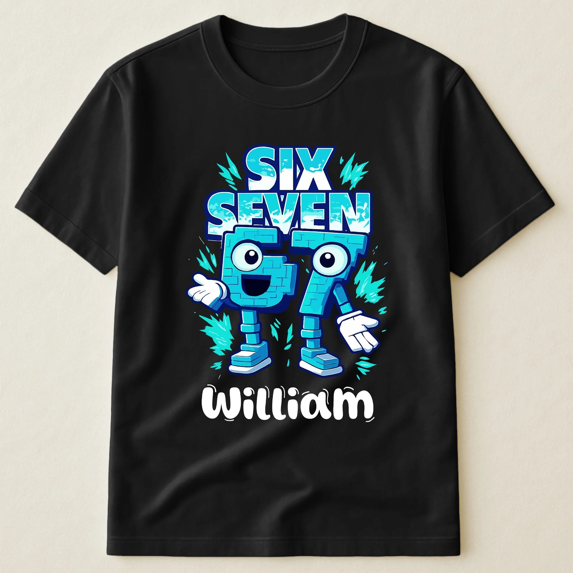 Personalized Kids Birthday T-Shirt - Robot Design for 6th or 7th Birthday Cloth MagicInPrints