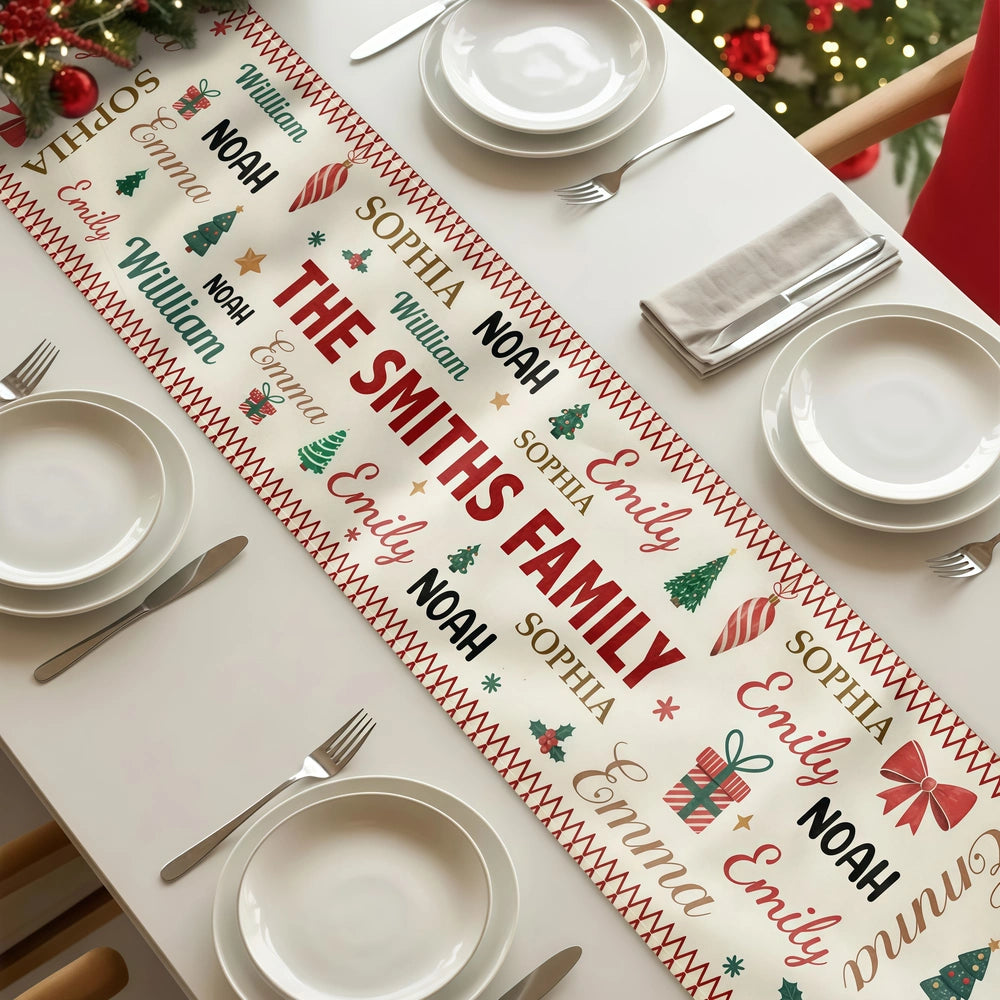 Personalized Christmas Table Runner for Families - Festive Holiday Decor Kitchen Supplies MagicInPrints