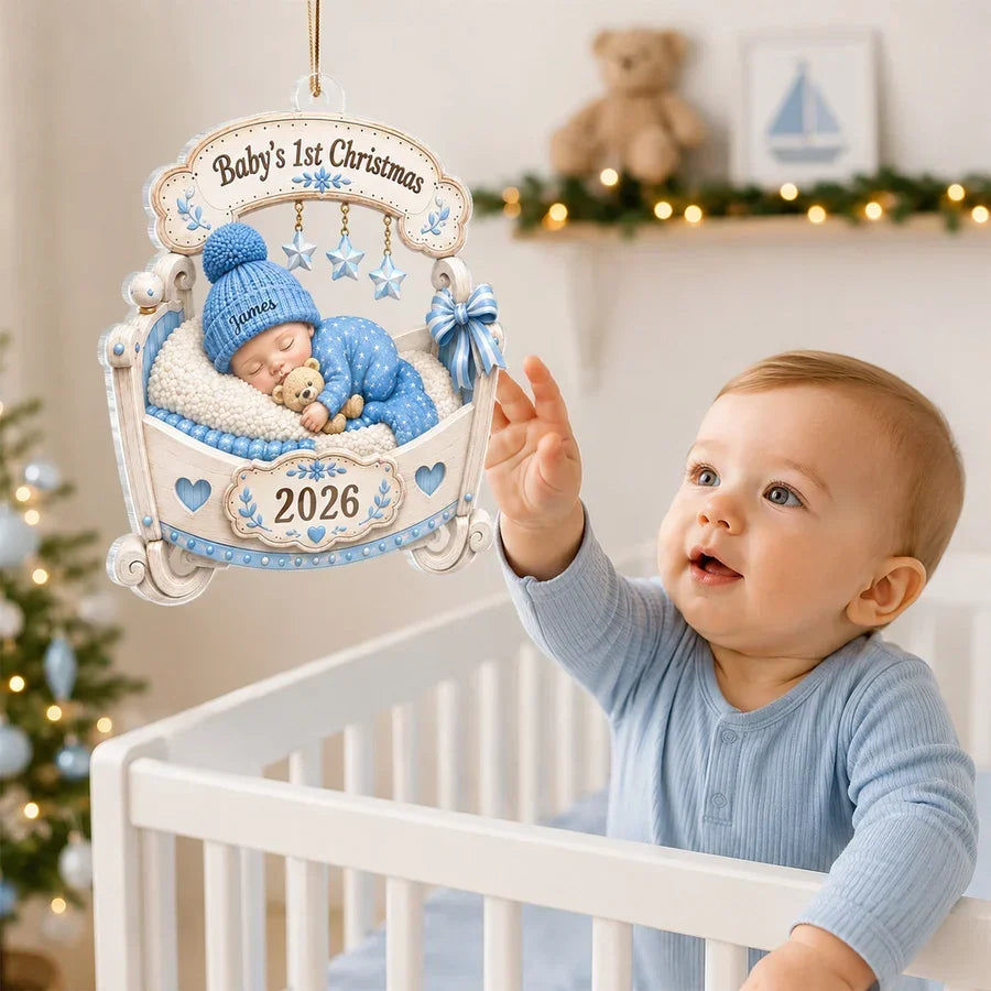 Personalized Baby's First Christmas Acrylic Ornament Gift for New Parents