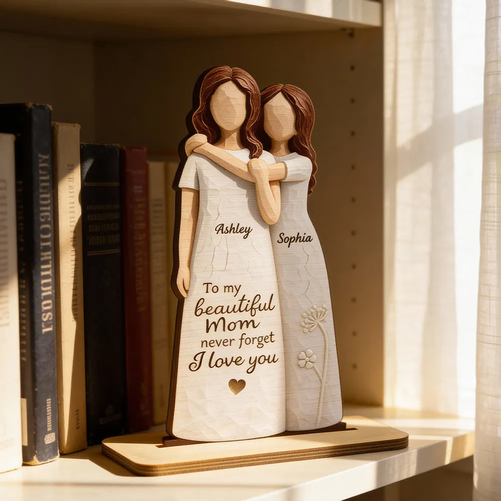 Personalized Wooden Mother Daughter Figurine - Sentimental Gift for Mom Plaque MagicInPrints