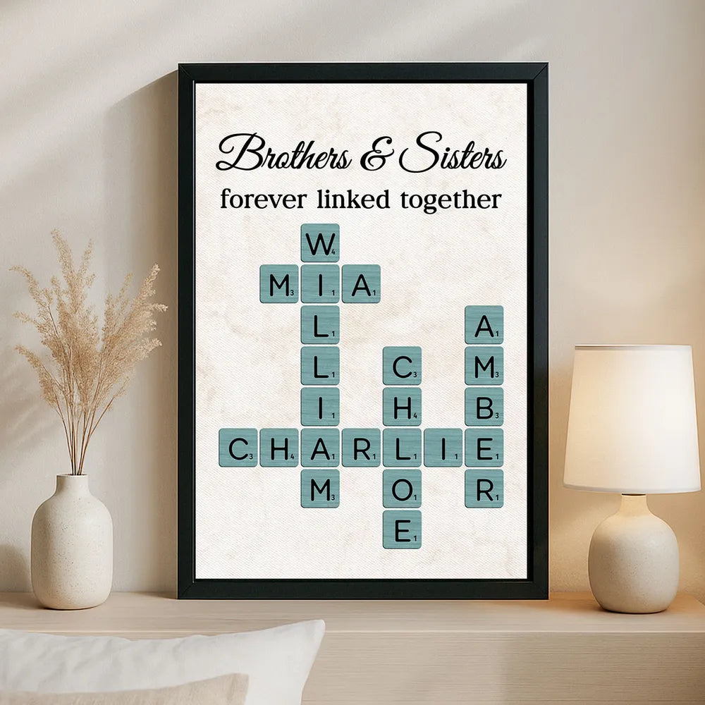 Personalized Family Name Scrabble Art Print for Siblings - Sentimental Home Decor Gift Poster or Canvas MagicInPrints