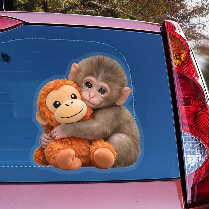 Cute Monkey and Baby Animal Car Sticker for Kids - Fun Decoration Sticker MagicInPrints