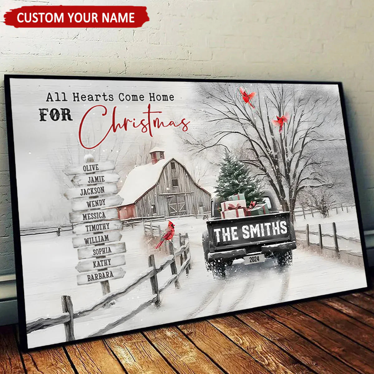 Personalized Christmas Canvas Art for Families - Custom Name Winter Scene Poster or Canvas MagicInPrints