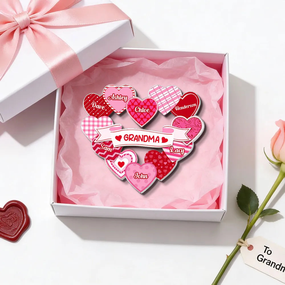 Personalized Heart Magnet Set for Grandma - Family Names Gift Fridge Magnet MagicInPrints