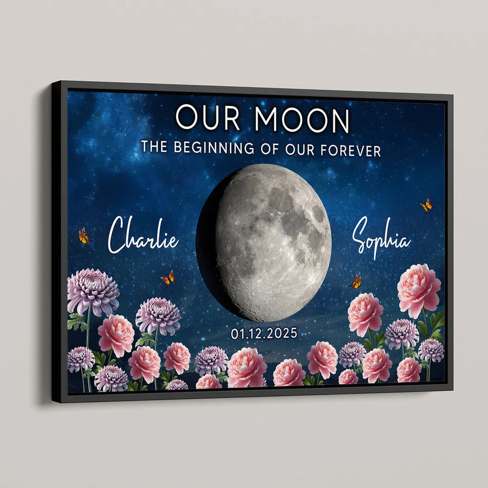Personalized Moon Phase Wall Art for Couples - Romantic Anniversary Gift Poster or Canvas MagicInPrints