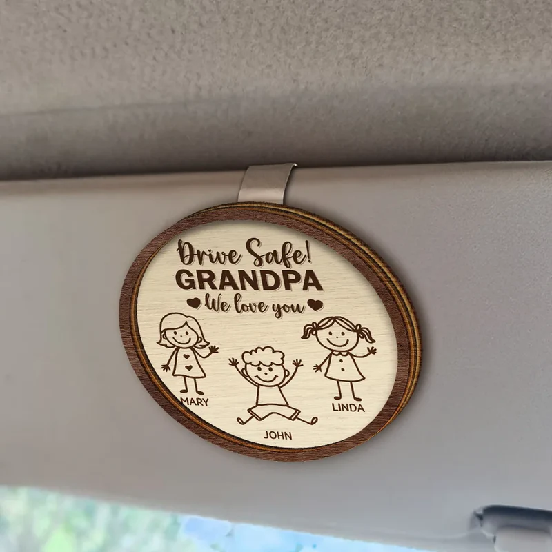 Personalized Car Visor Clip for Dad - Drive Safe Reminder from Daughter Car Hanger MagicInPrints