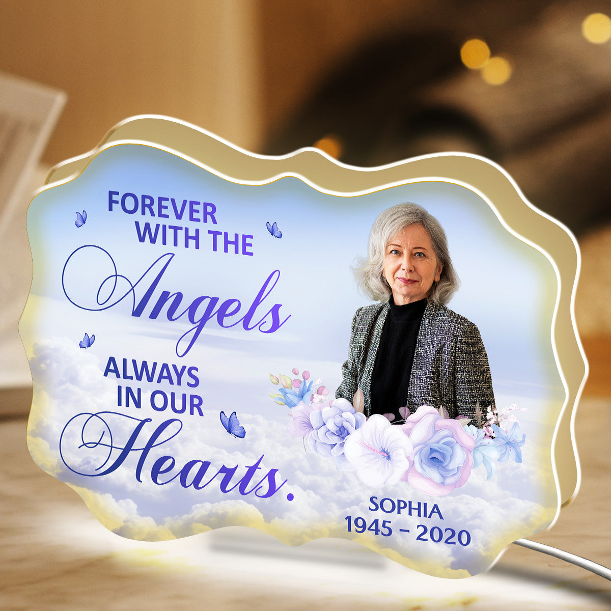 Personalized Memorial LED Light for Family - Forever in Our Hearts Tribute Plaque MagicInPrints