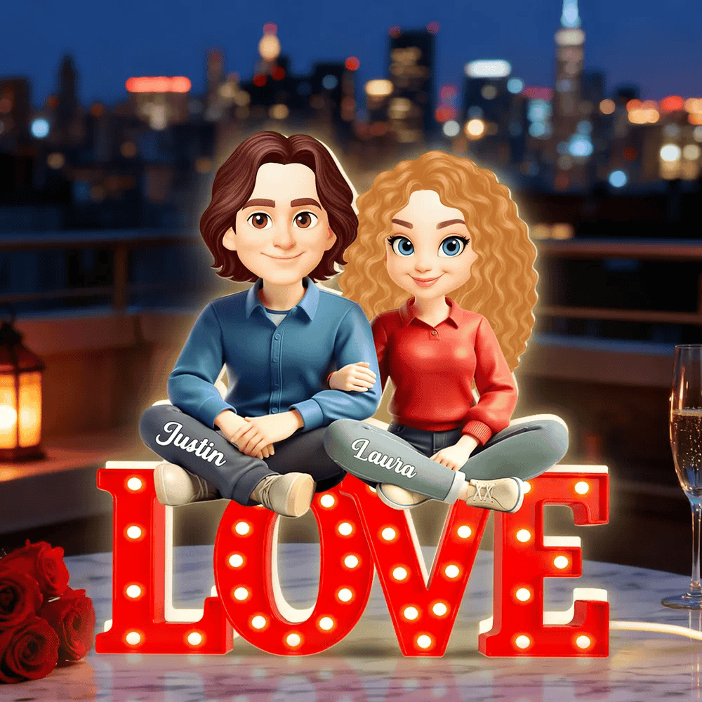 Custom Couple Figurine Love Sign for Romantic Gift - Personalized Home Decor Plaque MagicInPrints
