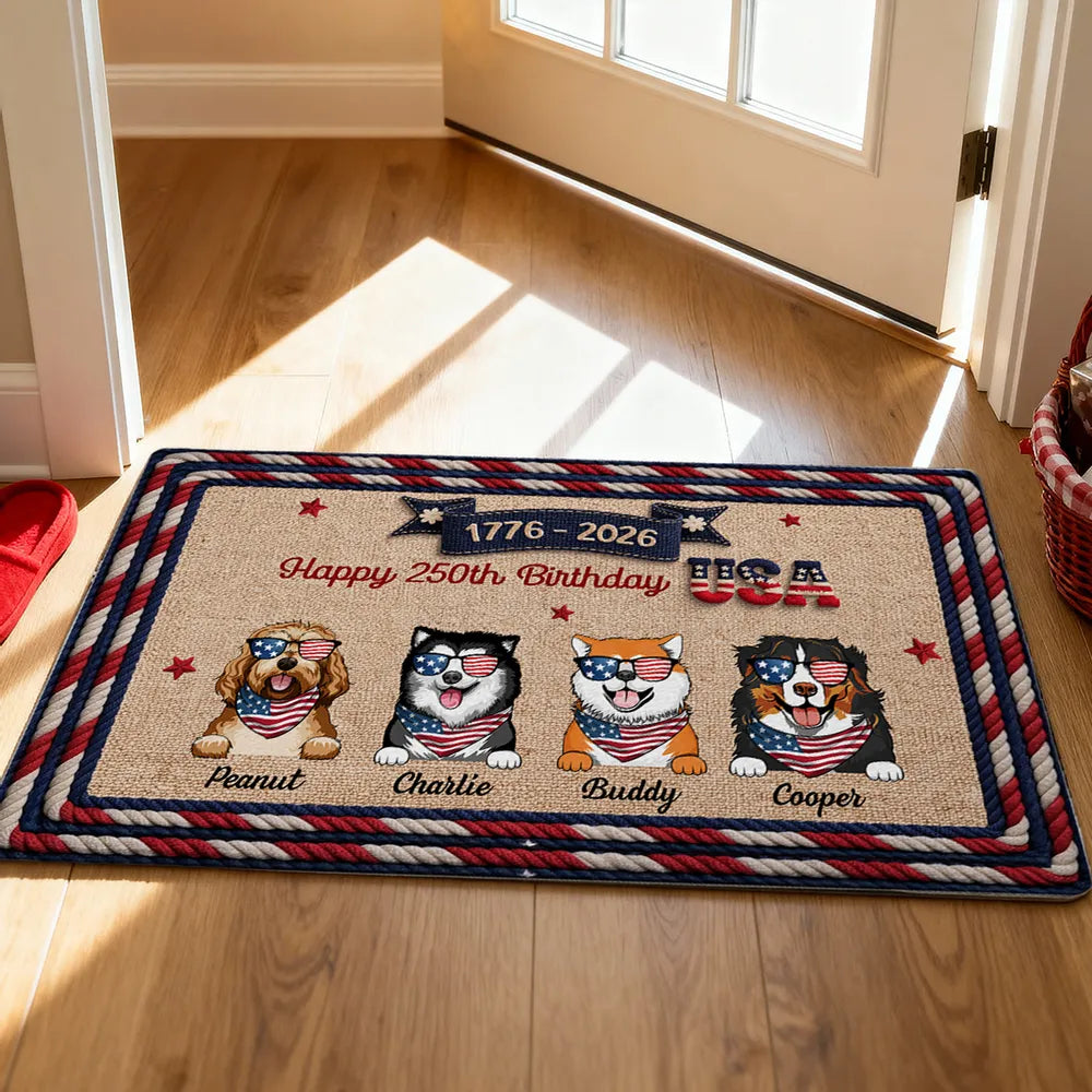 Personalized Dog Lover Doormat for USA 250th Birthday Celebration - Patriotic Home Decor Doormat MagicInPrints