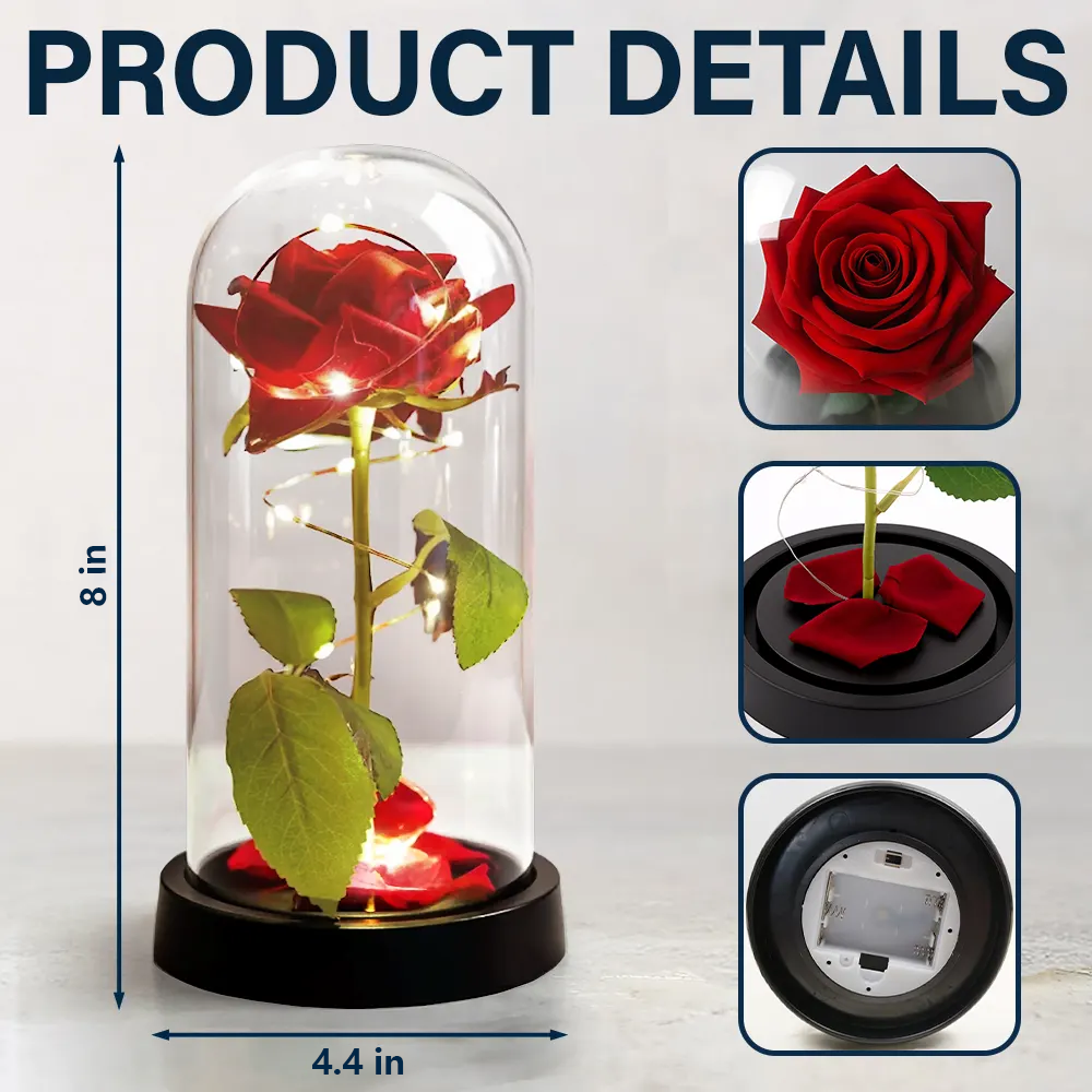 Personalized LED Rose Dome for Couples - Anniversary Gift with Custom Names Lamp MagicInPrints