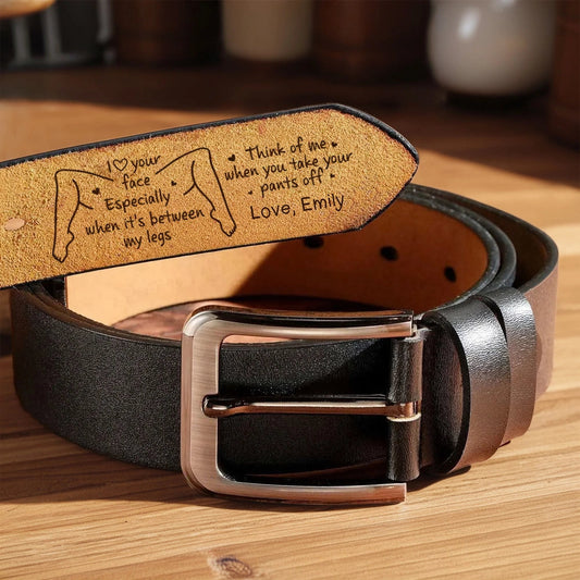 Personalized Leather Belt for Him with Engraved Message - Romantic Gift Belt MagicInPrints