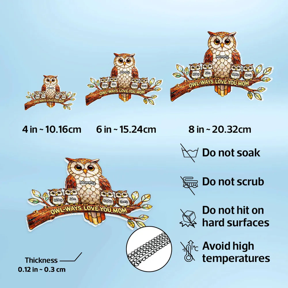 Personalized Owl Family Suncatcher for Moms - Mother's Day Gift Ornament MagicInPrints