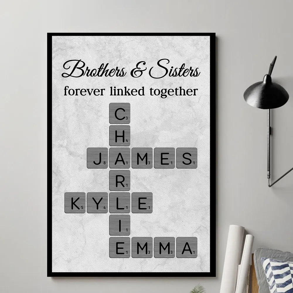 Personalized Family Name Scrabble Art Print for Siblings - Sentimental Home Decor Gift Poster or Canvas MagicInPrints
