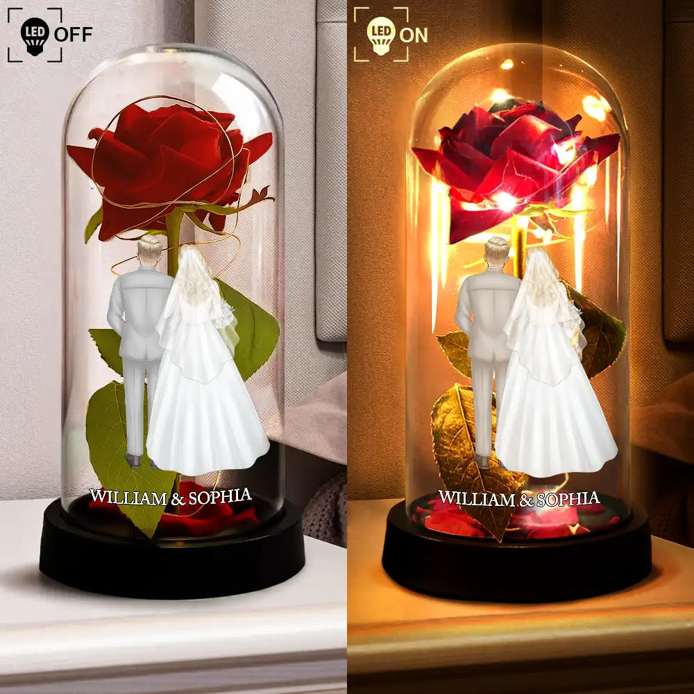 Personalized Wedding LED Rose Dome for Couples - Romantic Gift Lamp MagicInPrints
