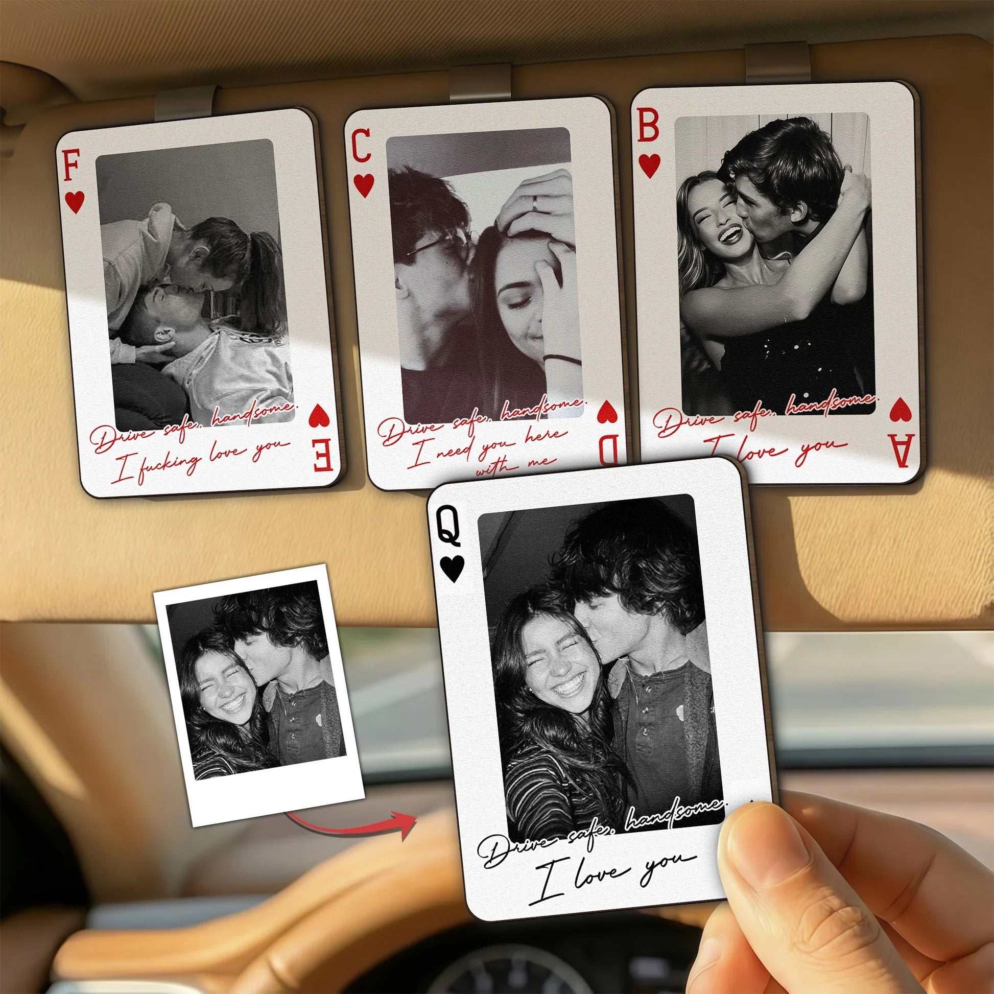 Personalized Car Hanging Photo Card for Couples - Romantic Gift Car Hanger MagicInPrints